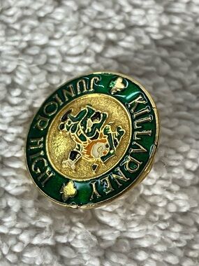 5/$35 Vintage Killarney Junior High School Gold Tone Enamel School Mascot Pin